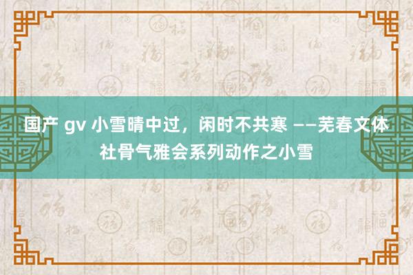 国产 gv 小雪晴中过，闲时不共寒 ——芜春文体社骨气雅会系列动作之小雪