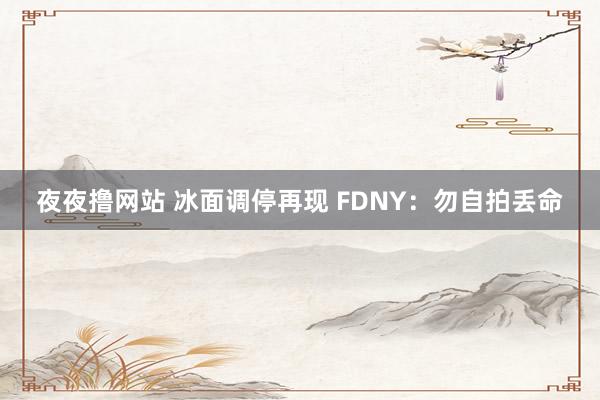 夜夜撸网站 冰面调停再现 FDNY：勿自拍丢命