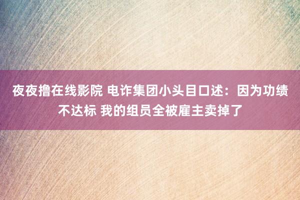 夜夜撸在线影院 电诈集团小头目口述：因为功绩不达标 我的组员全被雇主卖掉了