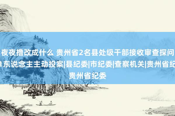 夜夜撸改成什么 贵州省2名县处级干部接收审查探问，1东说念主主动投案|县纪委|市纪委|查察机关|贵州省纪委